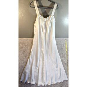 Vtg Lucie Ann Nightgown Long Ivory Sleeveless Satin Feel USA Made Sexy Women's S